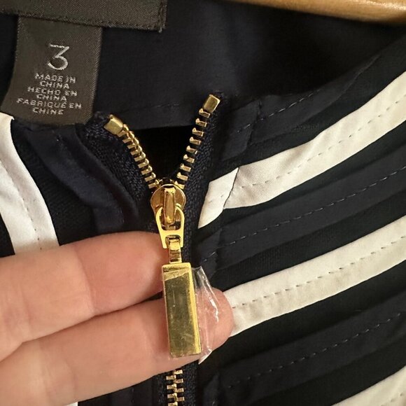 New Chicos Travelers Collection Womens Blue Stripe Jacket Size XL Gold Zipper - Picture 5 of 10